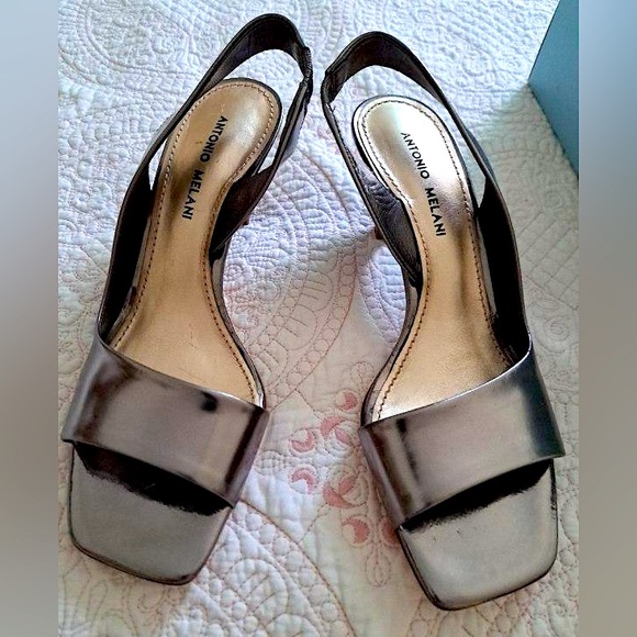 ANTONIO MELANI Shoes - Brand New, Never Worn Metallic, Patent Leather, Sandal Heels